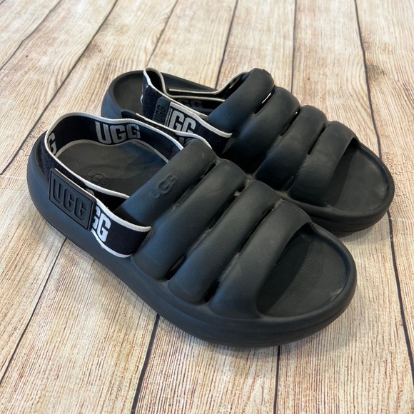 UGG Shoes - UGG Sport Yeah Black EVA Sandals Detachable Logo Strap Womens Slides 1126811